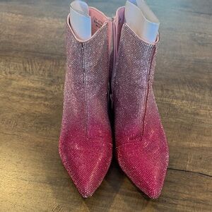 Cato Pink Crystal-Embellished Pointed Ankle Booties